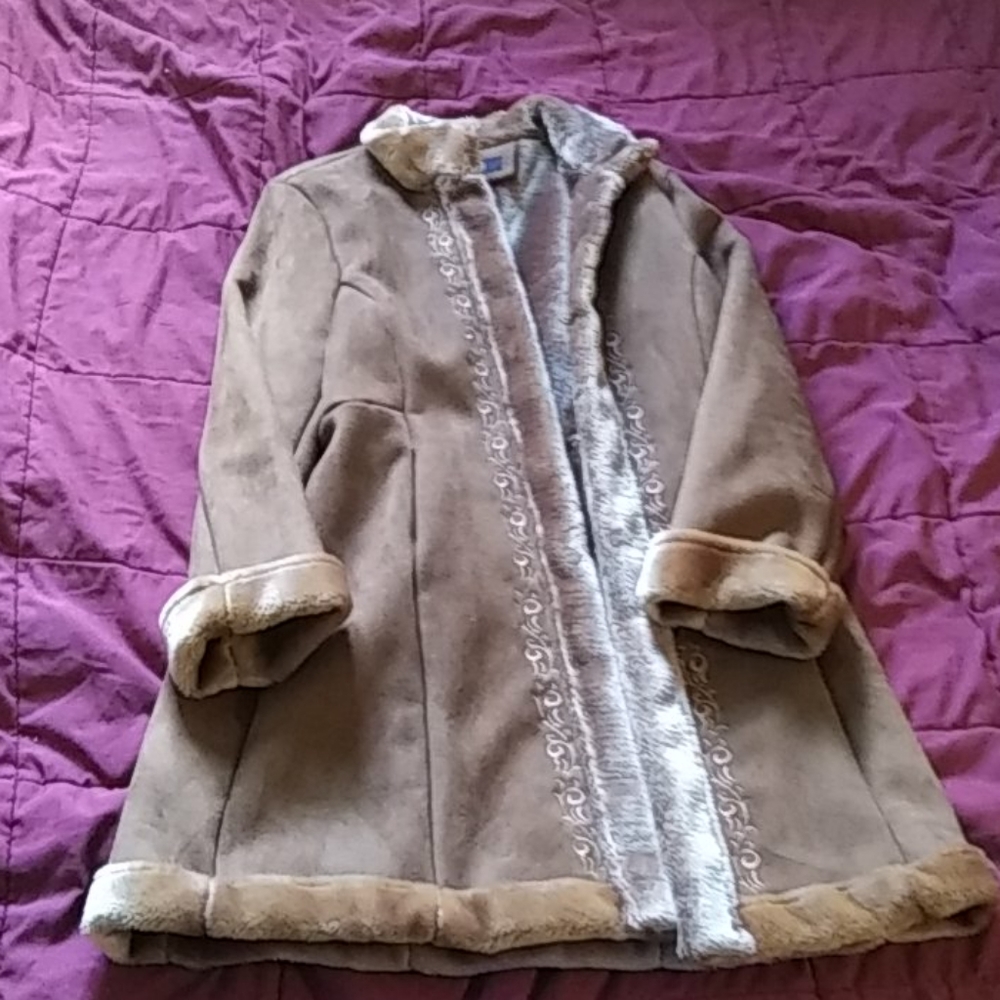 Faux fur lined coat